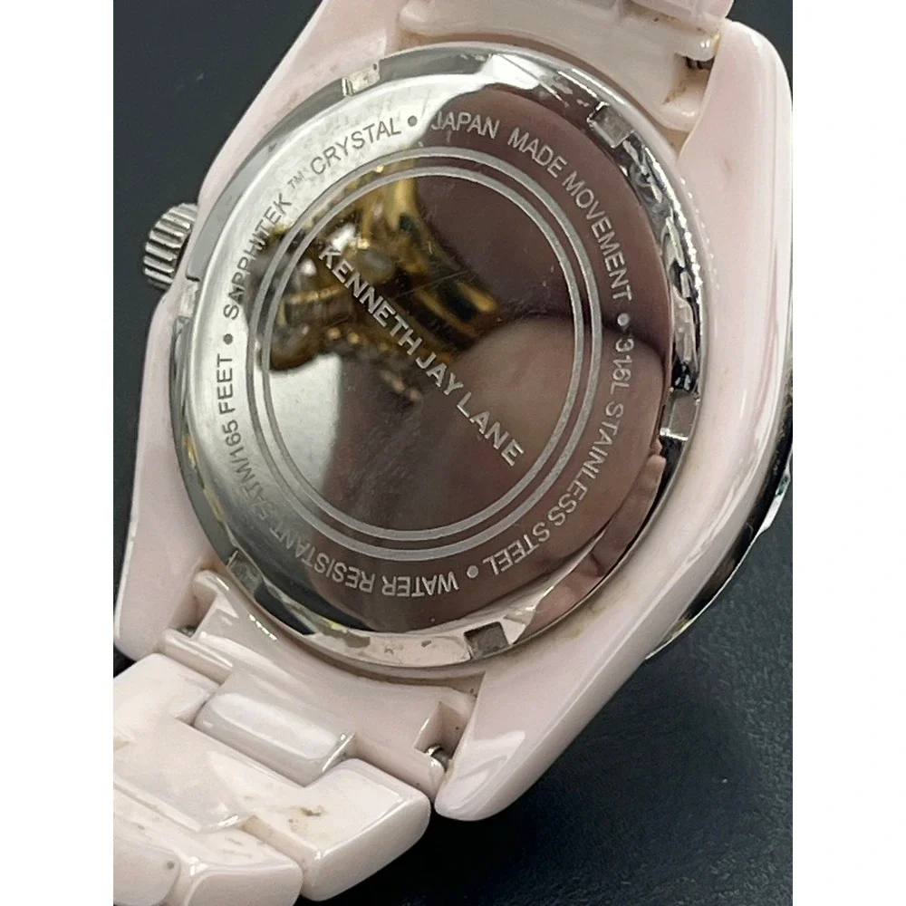 Kenneth Jay lane KJL Vintage Pale‎ Pink Ceramic 3000 series Womens Wrist Watch